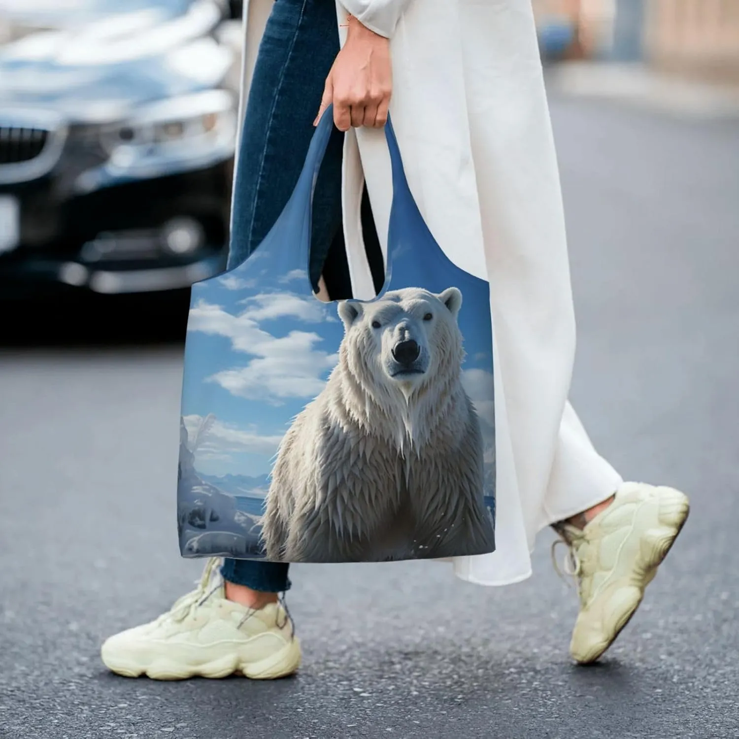 Canvas Tote Bag Lightweight Reusable Grocery Shopping Bag Rainbow Curve Handbag for Women Men
