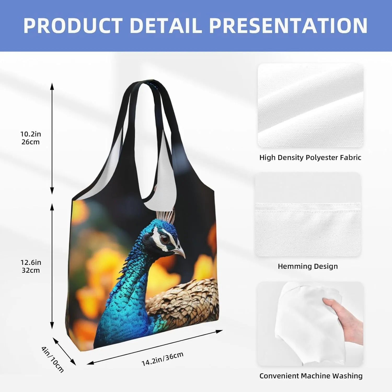 Canvas Tote Bag Lightweight Reusable Grocery Shopping Bag Rainbow Curve Handbag for Women Men