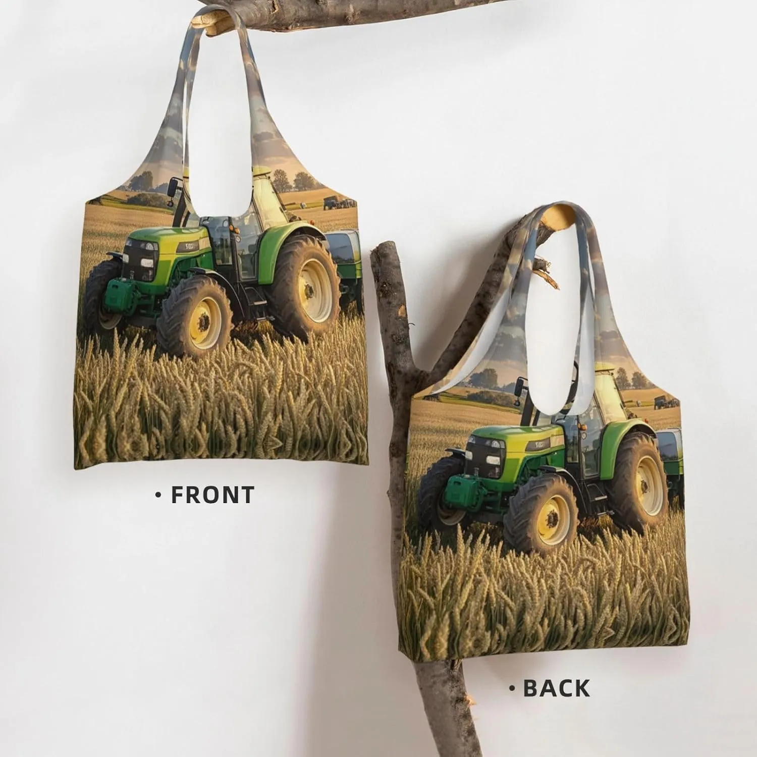 Canvas Tote Bag Lightweight Reusable Grocery Shopping Bag Tractor farm Handbag for Women Men
