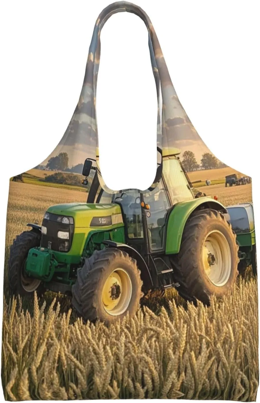 Canvas Tote Bag Lightweight Reusable Grocery Shopping Bag Tractor farm Handbag for Women Men