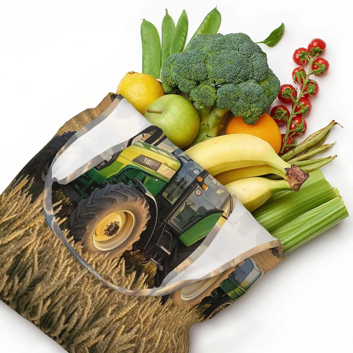 Canvas Tote Bag Lightweight Reusable Grocery Shopping Bag Tractor farm Handbag for Women Men