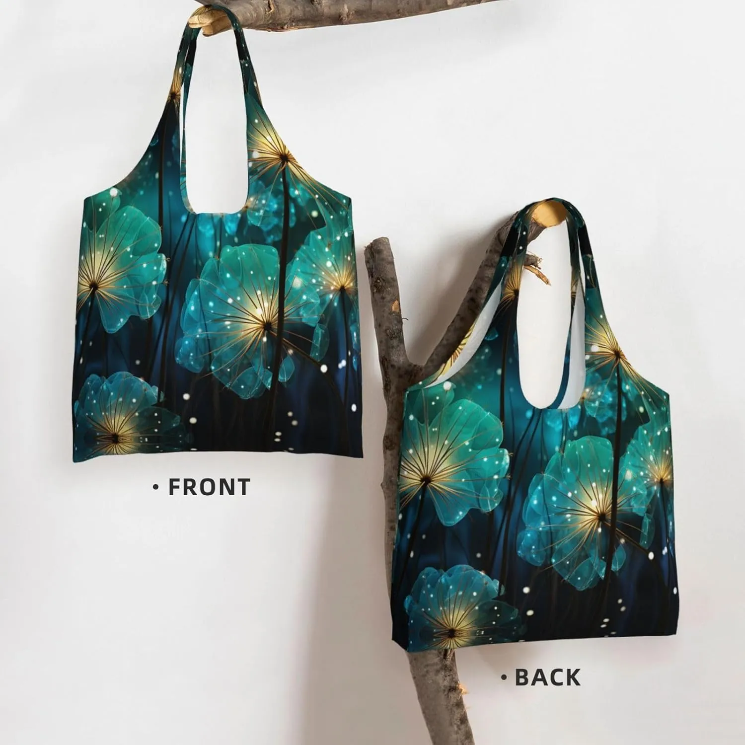 Canvas Tote Bag Lightweight Reusable Grocery Shopping Bag Waves Handbag for Women Men