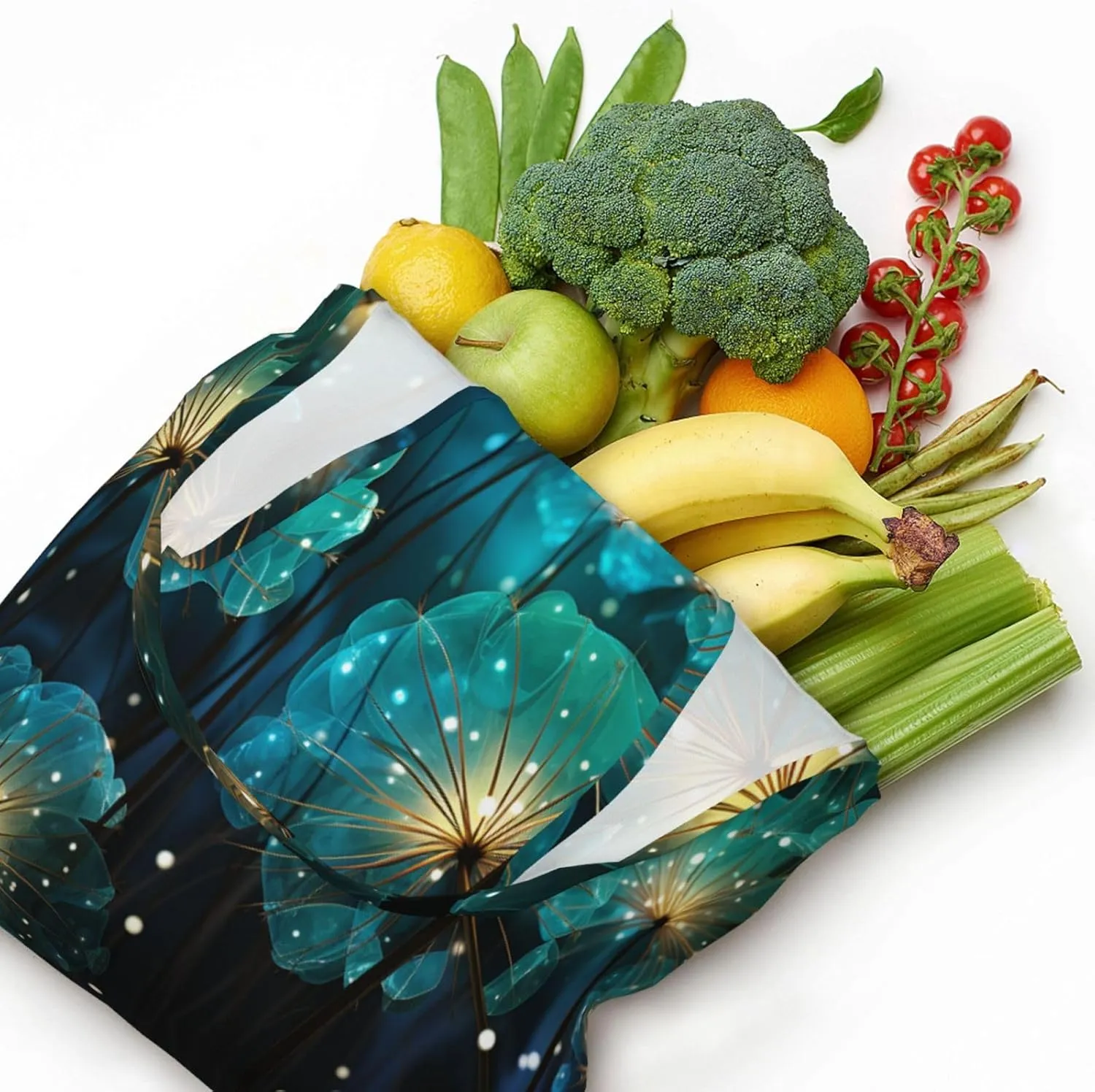 Canvas Tote Bag Lightweight Reusable Grocery Shopping Bag Waves Handbag for Women Men