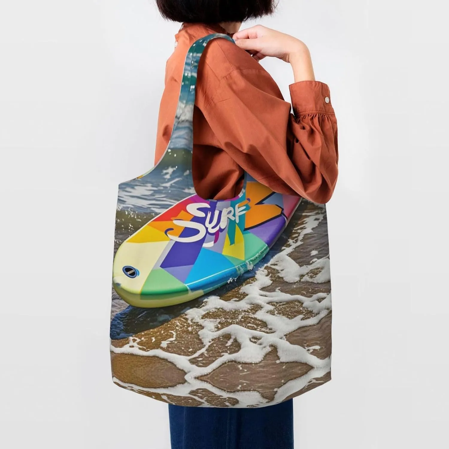 Canvas Tote Bag Lightweight Reusable Grocery Shopping Bag Wild Animals Tiger Handbag for Women Men