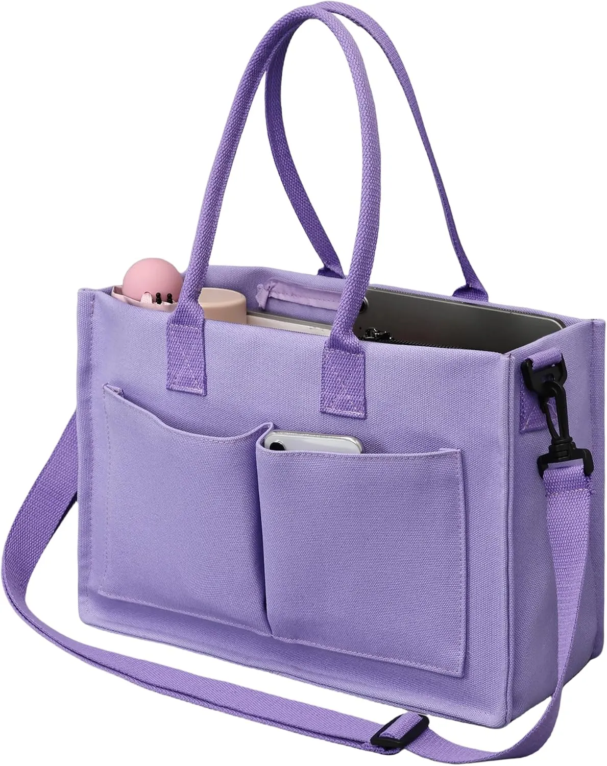 Canvas Tote Bag Shoulder Handbags with Zipper Work Bags for Women Crossbody Bags Tote Bag with Compartments for Work