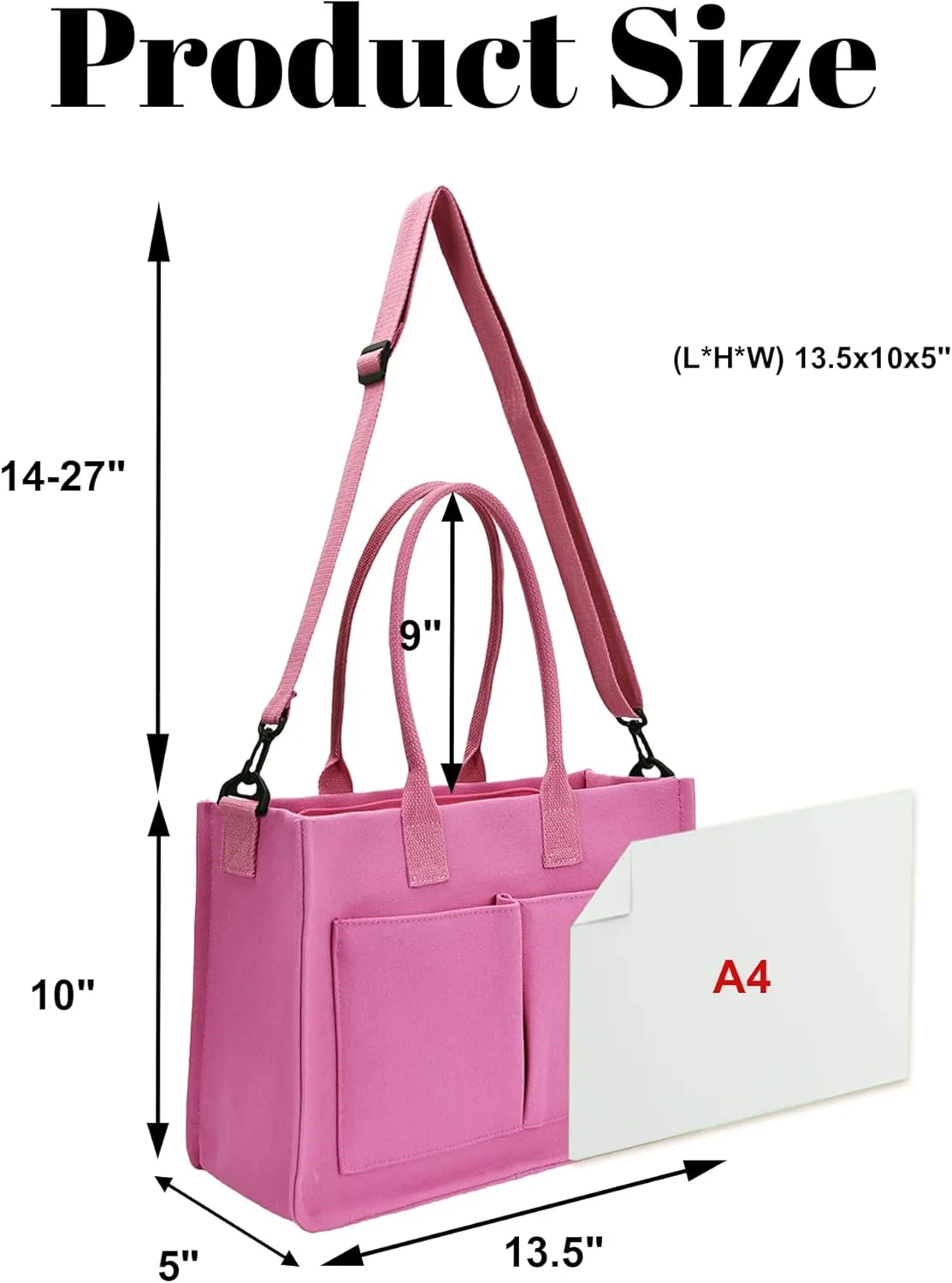 Canvas Tote Bag Shoulder Handbags with Zipper Work Bags for Women Crossbody Bags Tote Bag with Compartments for Work