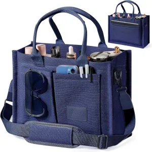 Canvas Tote Bags with Pockets - Women's Everyday Satchel Handbag