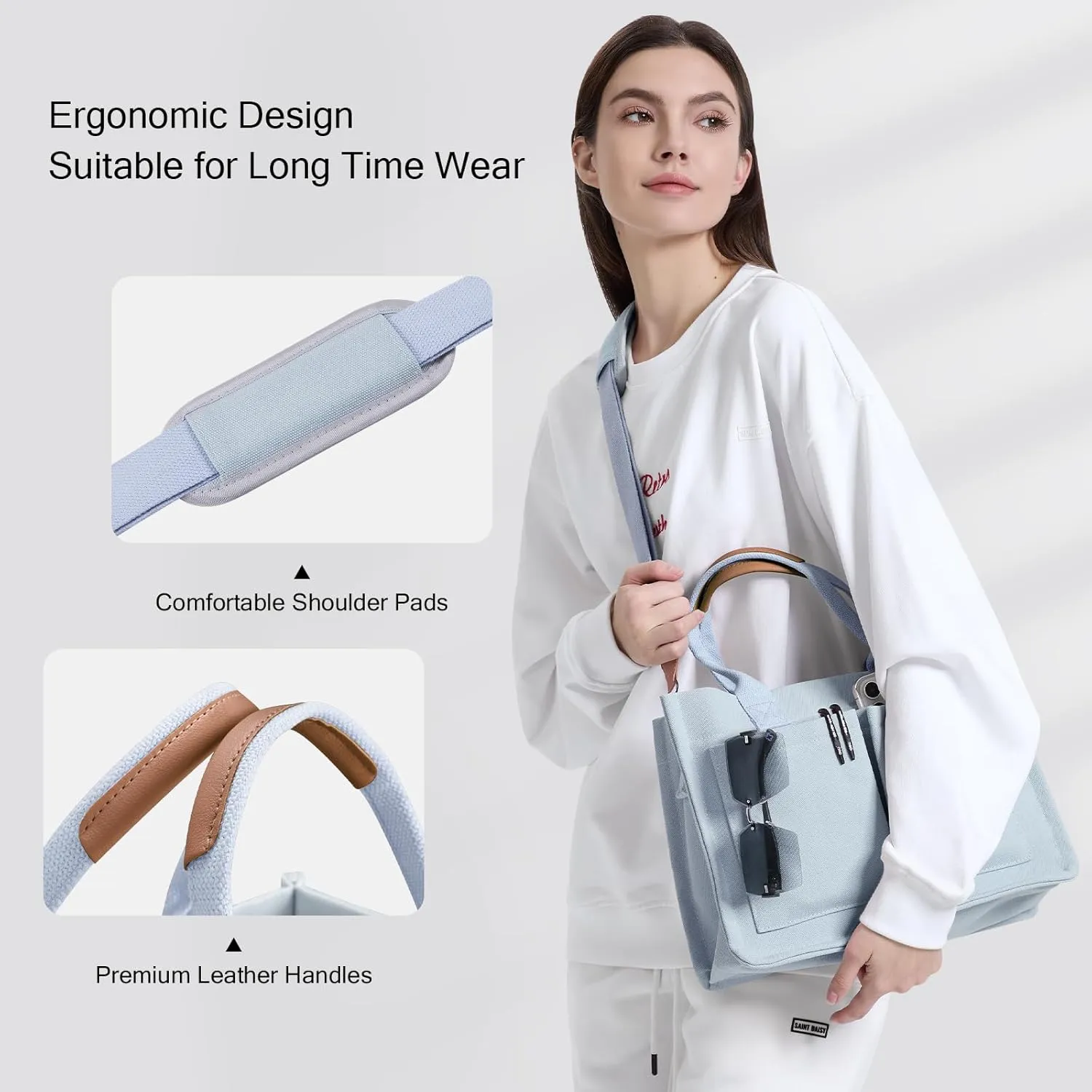 Canvas Tote Bags with Pockets - Women's Everyday Satchel Handbag