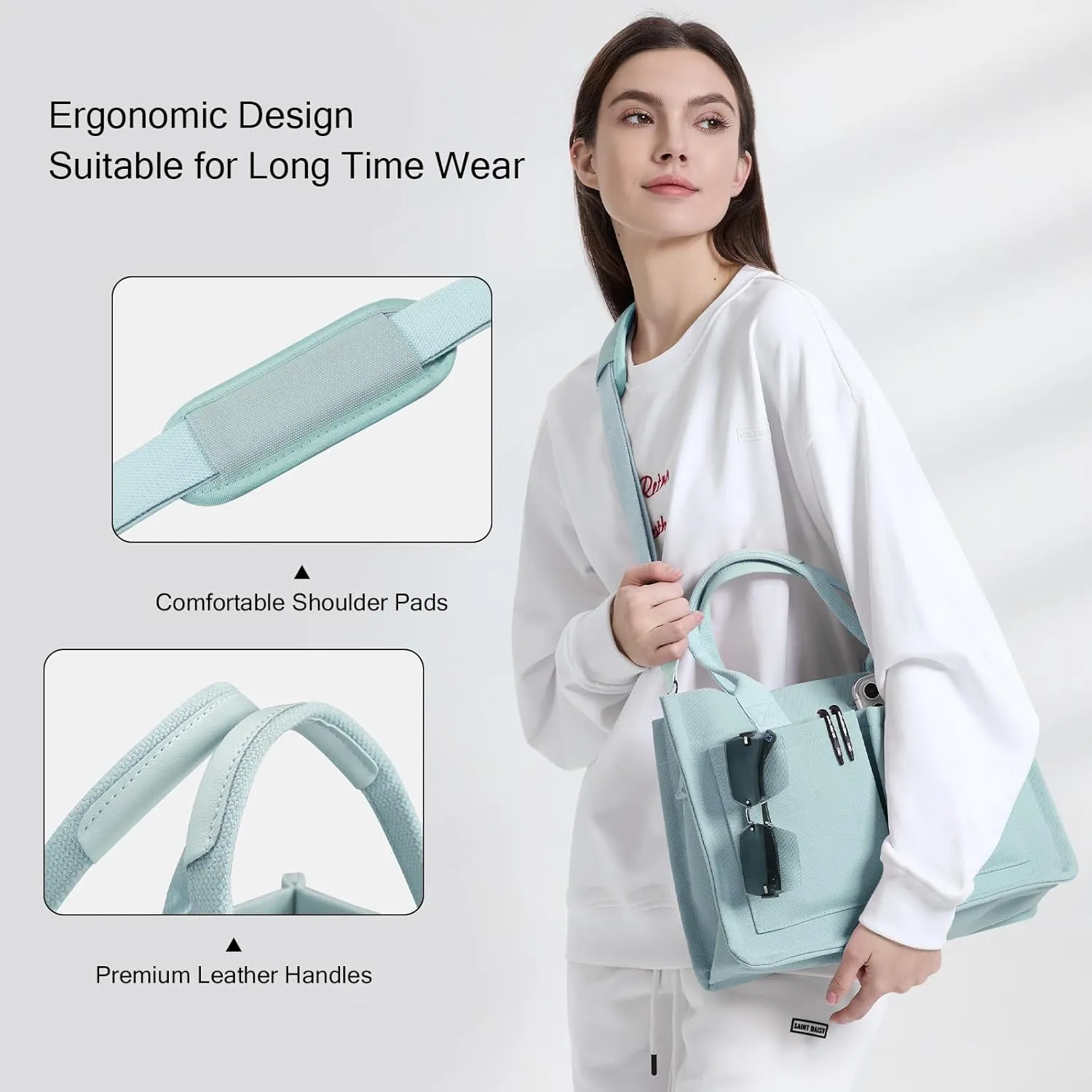 Canvas Tote Bags with Pockets - Women's Everyday Satchel Handbag
