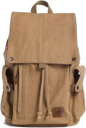 Canvas Vintage Backpack Casual Outdoor Daypack Rucksack for Men Women 15.6inch Laptop Hiking Travel Backpacks (APRICOT)