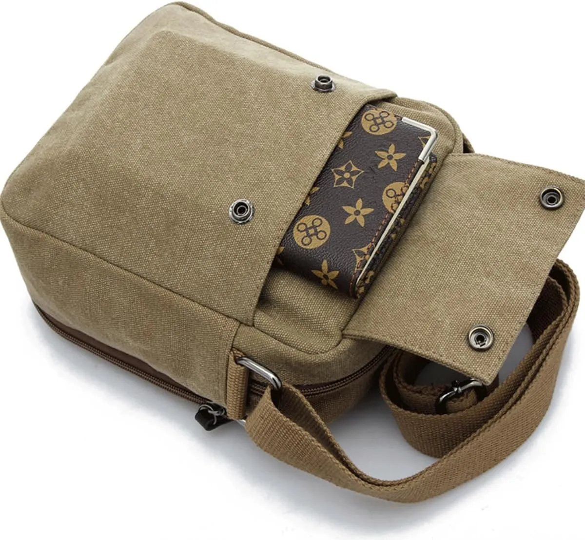 Canvas Vintage Messenger Bag Mini Crossbody Bag Shoulder Bag for Men, Small Messenger Satchel Bag Purse for Women