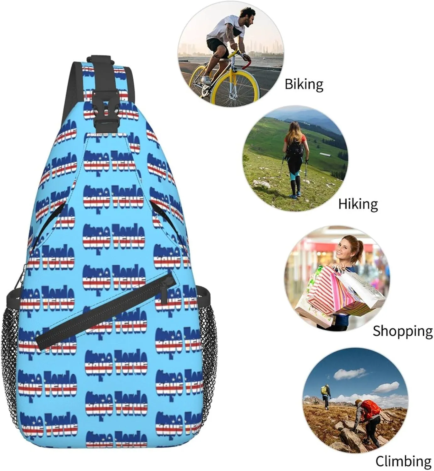 Cape Verde Cape Verdean Flag Sling Bag Adjustable Chest Bags Casual Crossbody Bag Travel Shoulder Backpack