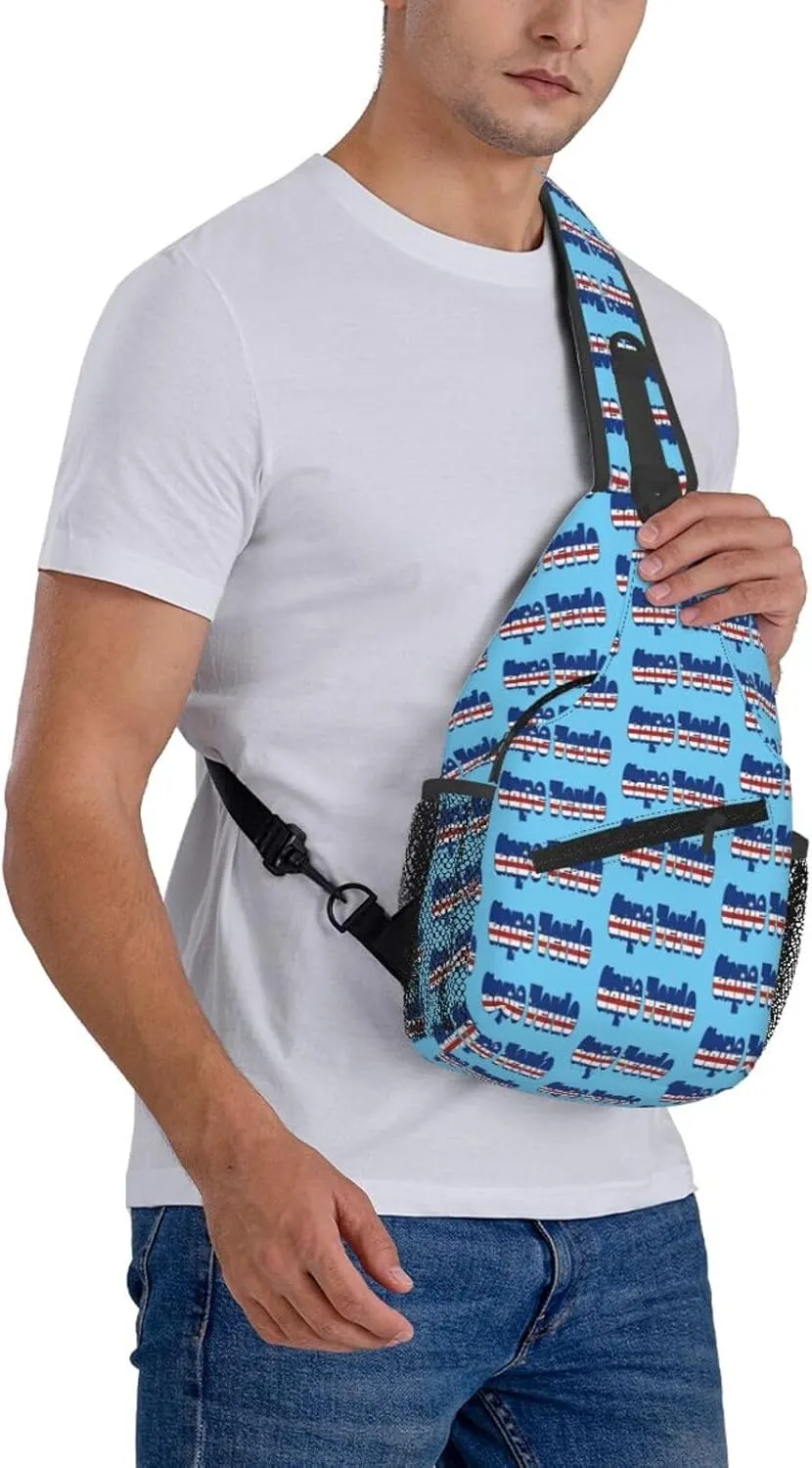 Cape Verde Cape Verdean Flag Sling Bag Adjustable Chest Bags Casual Crossbody Bag Travel Shoulder Backpack
