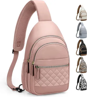 Capolo Sling Bag for Women Men Waterproof Crossbody Bags for Women Trendy Casual Fanny Pack with Convertible Shoulder Strap Chest Bag for Travel Hiking(Pink, Large)