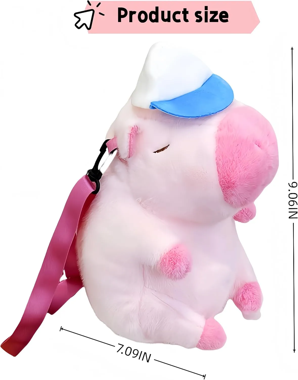 Capybara Plush Backpack - Large Cute Rucksack, Fluffy & Adorable Capybara Design, Convertible Shoulder Bag(Pink)