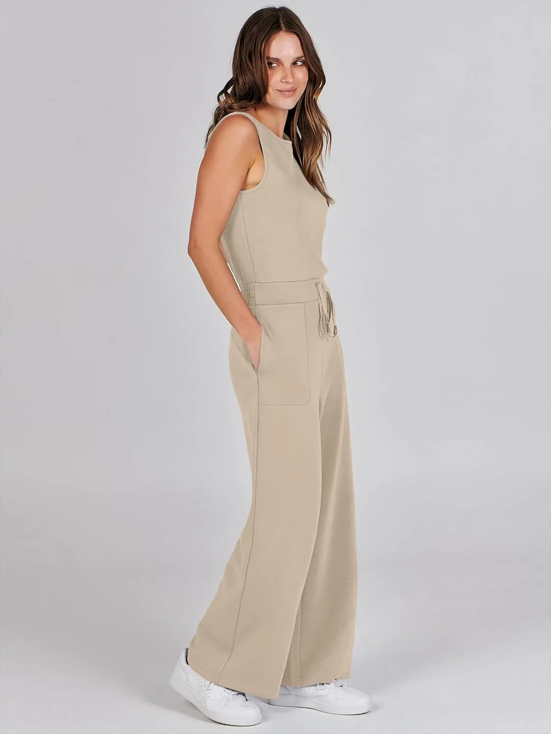 Caracilia Womens Jumpsuits Air Essentials Dressy Romper Wide Leg Long Pants Jumper 2025 Summer Travel Outfits Fashion Clothes