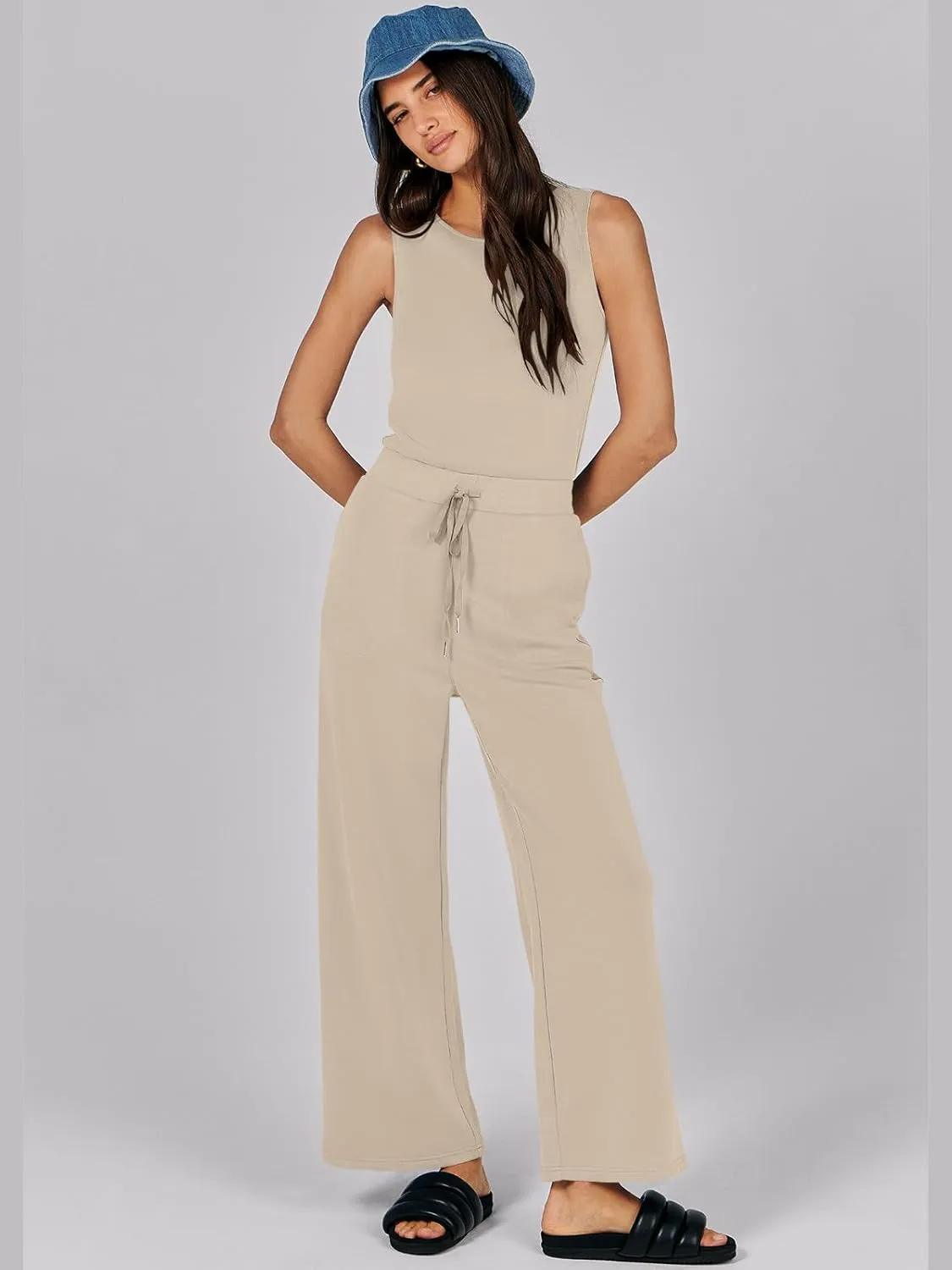 Caracilia Womens Jumpsuits Air Essentials Dressy Romper Wide Leg Long Pants Jumper 2025 Summer Travel Outfits Fashion Clothes