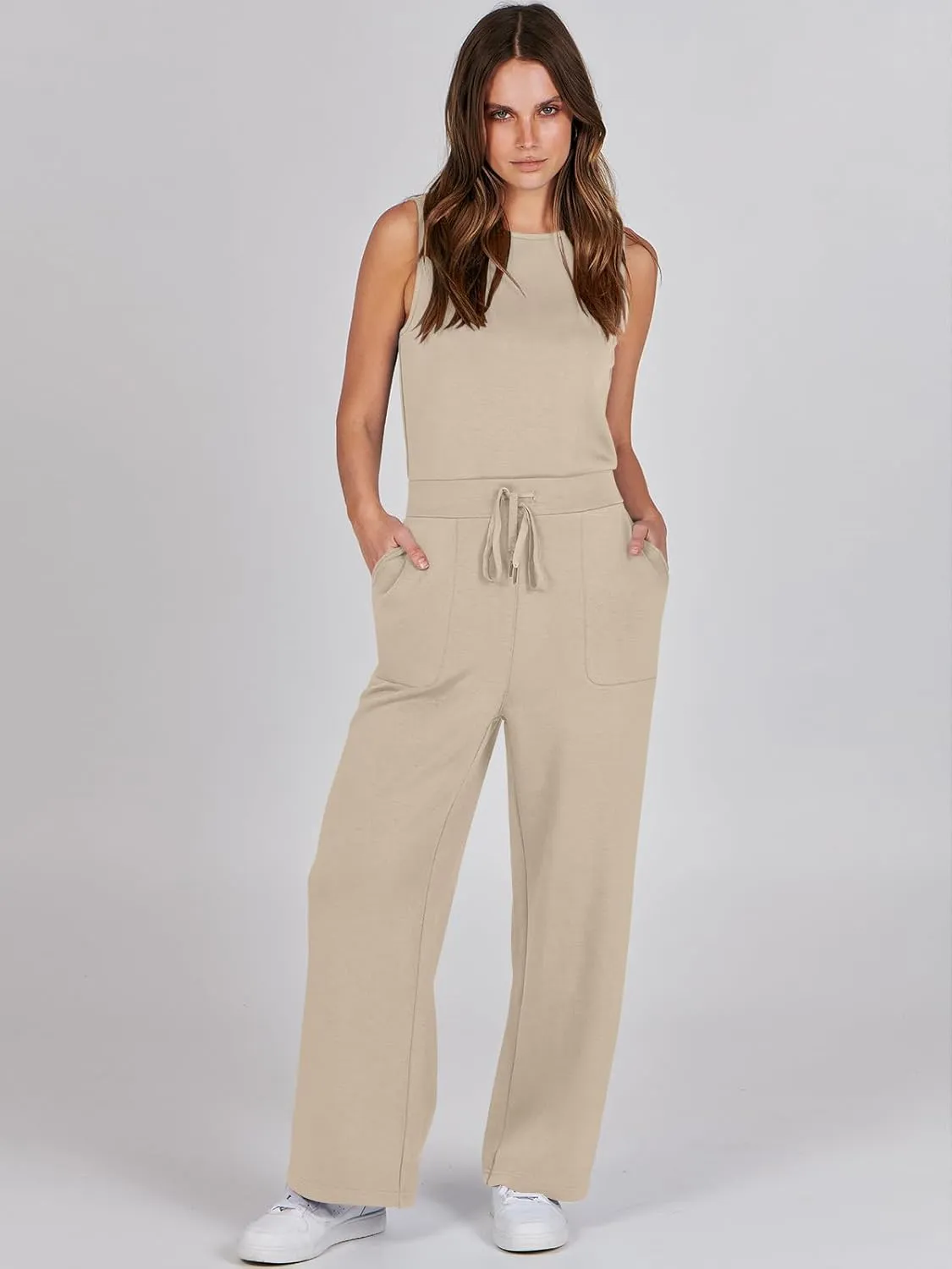 Caracilia Womens Jumpsuits Air Essentials Dressy Romper Wide Leg Long Pants Jumper 2025 Summer Travel Outfits Fashion Clothes