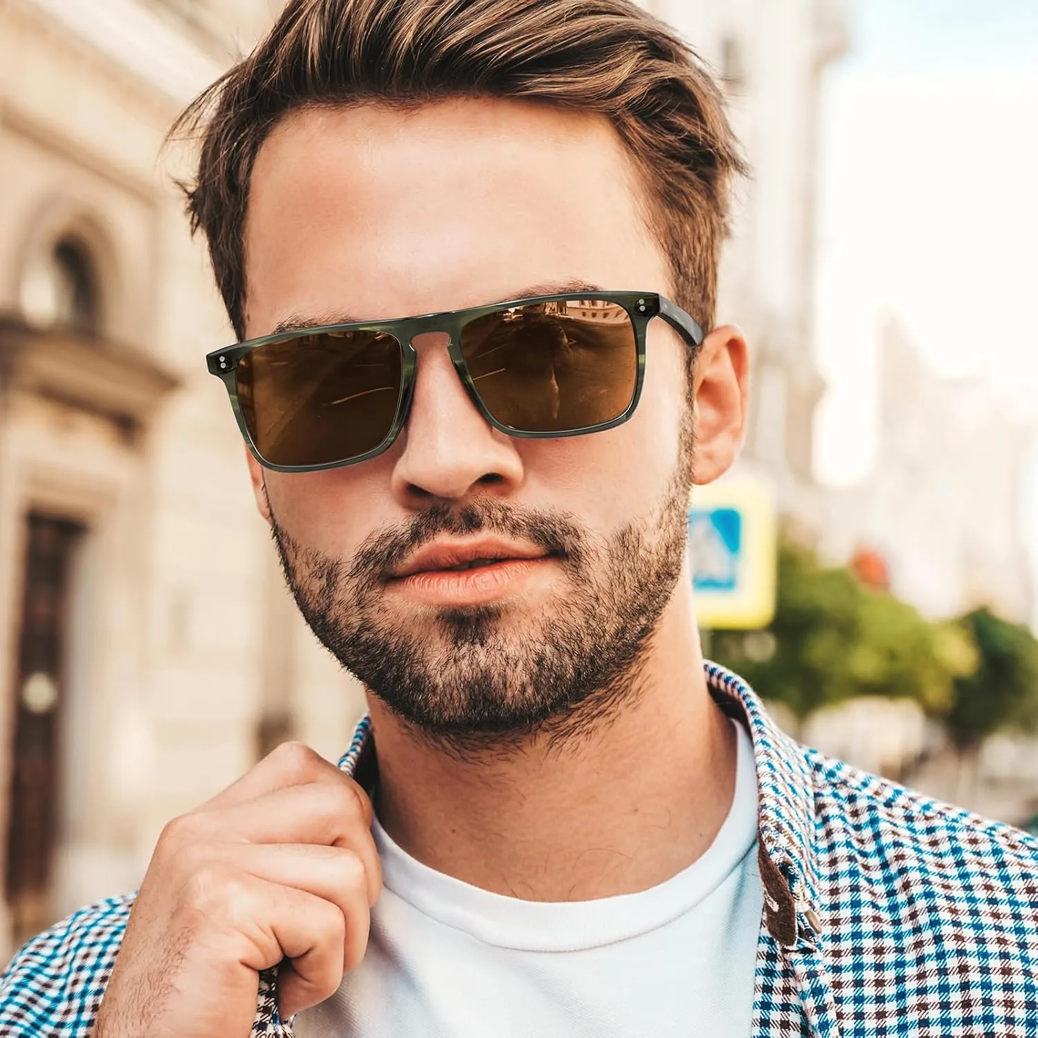 CARFIA Retro Polarized Sunglasses for Men UV Protection Hand-crafted Acetate Frame Fashion Cool Sun Glasses CA53572