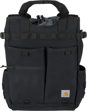 Carhartt 28L Nylon Cinch-Top Convertible Tote Backpack, Durable Pack with Laptop Sleeve, Black, One Size
