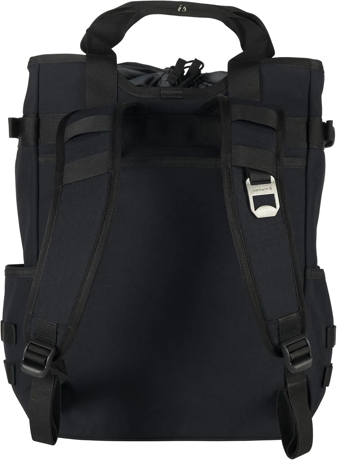 Carhartt 28L Nylon Cinch-Top Convertible Tote Backpack, Durable Pack with Laptop Sleeve, Black, One Size