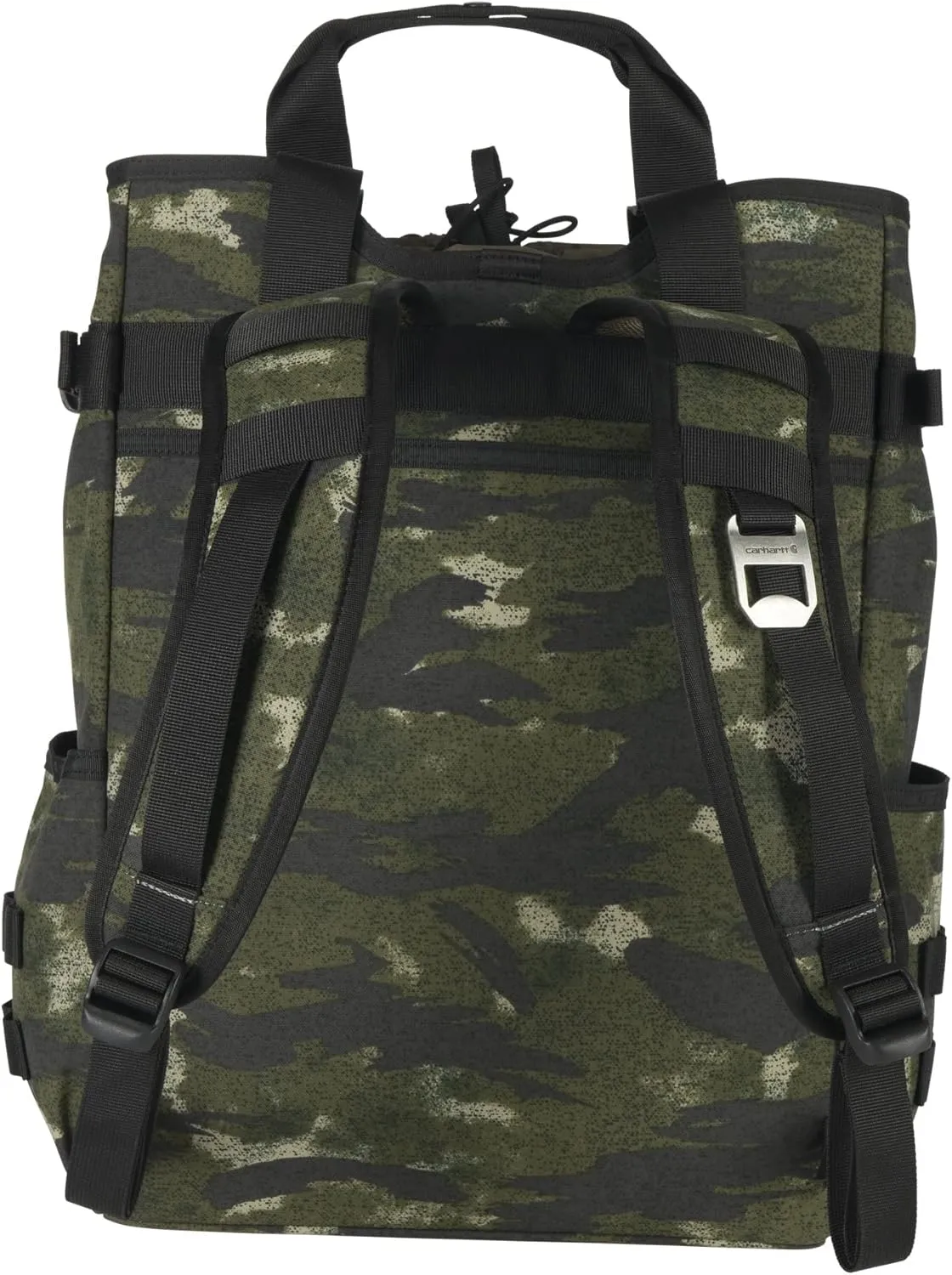 Carhartt 28L Nylon Cinch-Top Convertible Tote Backpack, Durable Pack with Laptop Sleeve, Blind Fatigue Camo, One Size