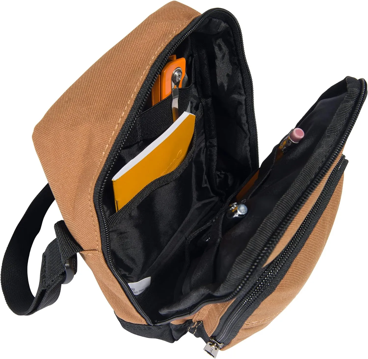 Carhartt Zip, Durable, Adjustable Crossbody Bag with Zipper Closure, Brown, One Size