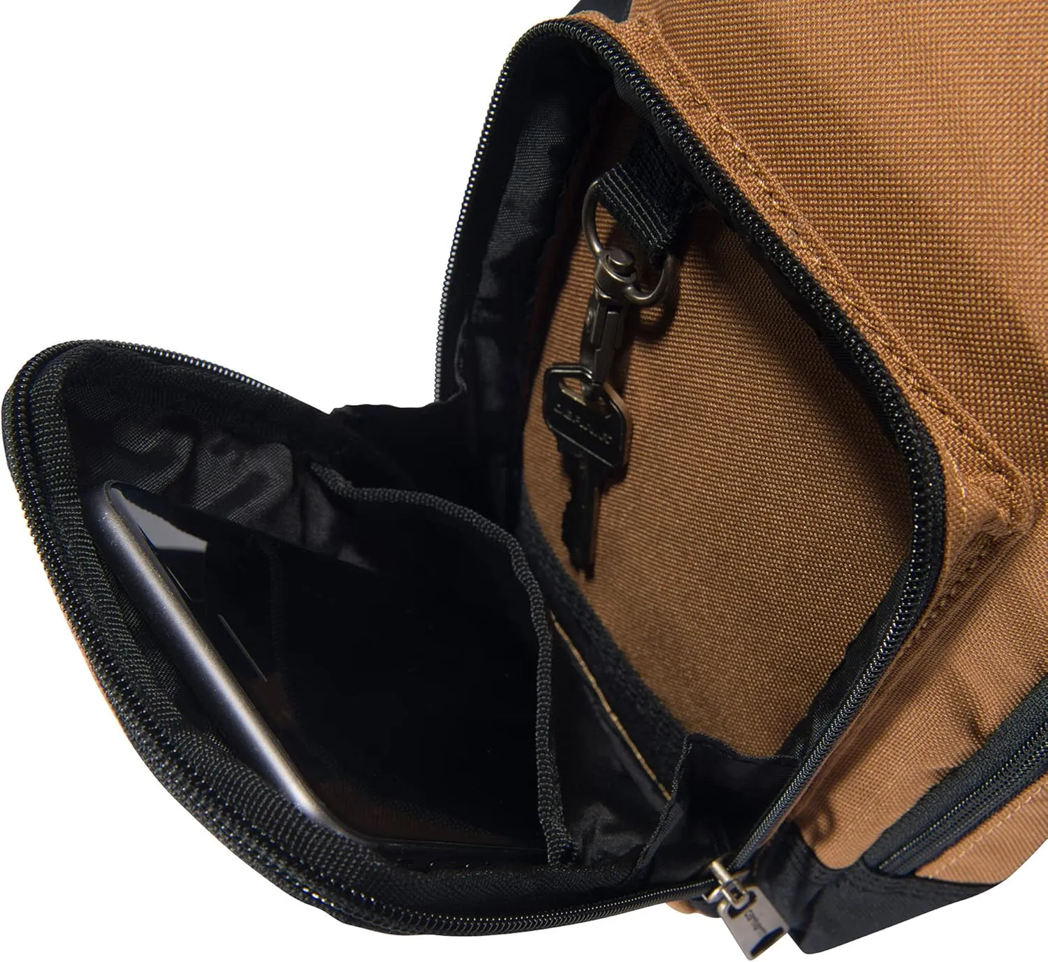 Carhartt Zip, Durable, Adjustable Crossbody Bag with Zipper Closure, Brown, One Size
