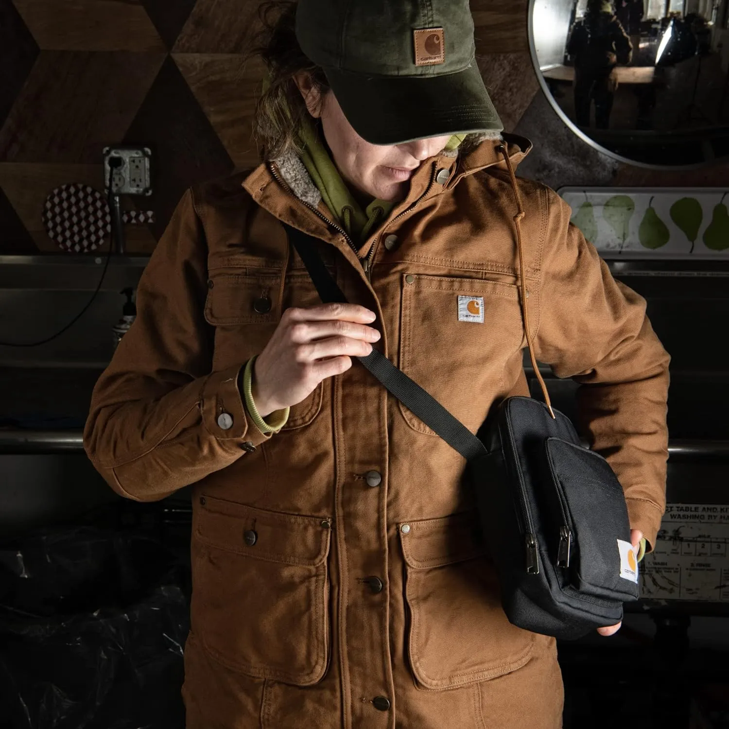 Carhartt Zip, Durable, Adjustable Crossbody Bag with Zipper Closure, Brown, One Size