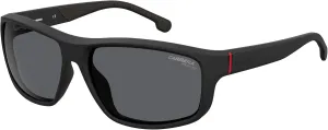 Carrera Men's 8038/S Rectangular Sunglasses, Black/Polarized Gray, 61mm, 15mm