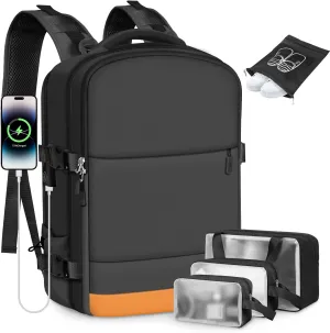 Carry on Backpack,Extra Large Travel Backpack for Men & Women,With USB Charging Port,Includes Toiletry Bag and Shoe Pouch