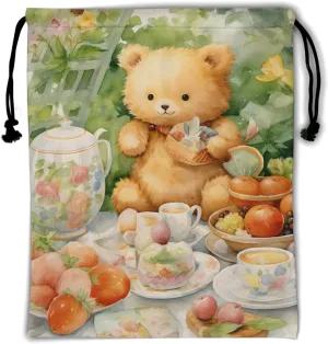 Cartoon Bear Gymnastics Grip Bag Farmhouse Fruit Drinking Gym String Bag for Sports Adjustable Drawstring Bag