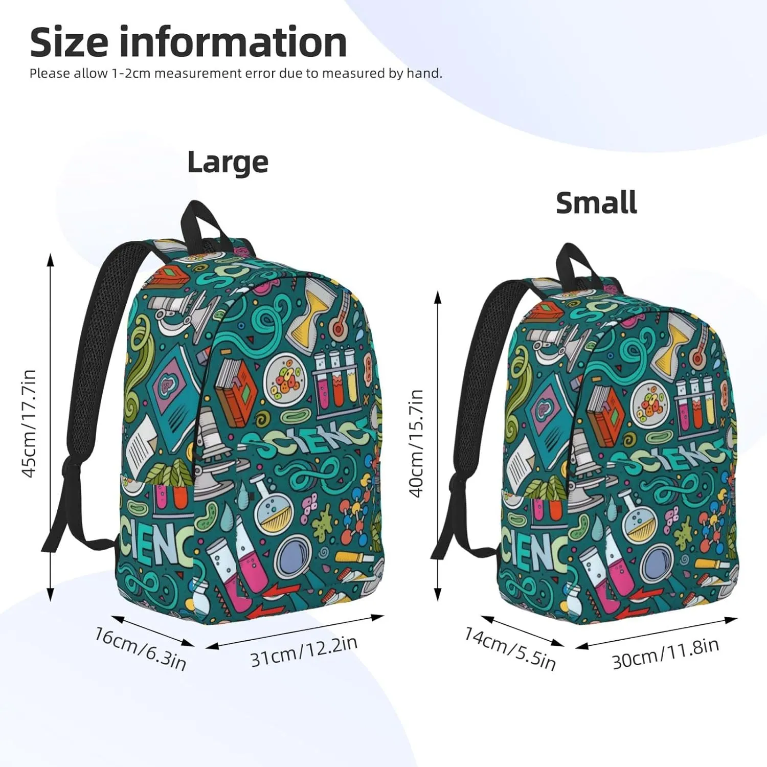Cartoon Science Theme Canvas Casual Lightweight Duffel Bag, Fashion Duffel Bag, Unisex Travel Backpack