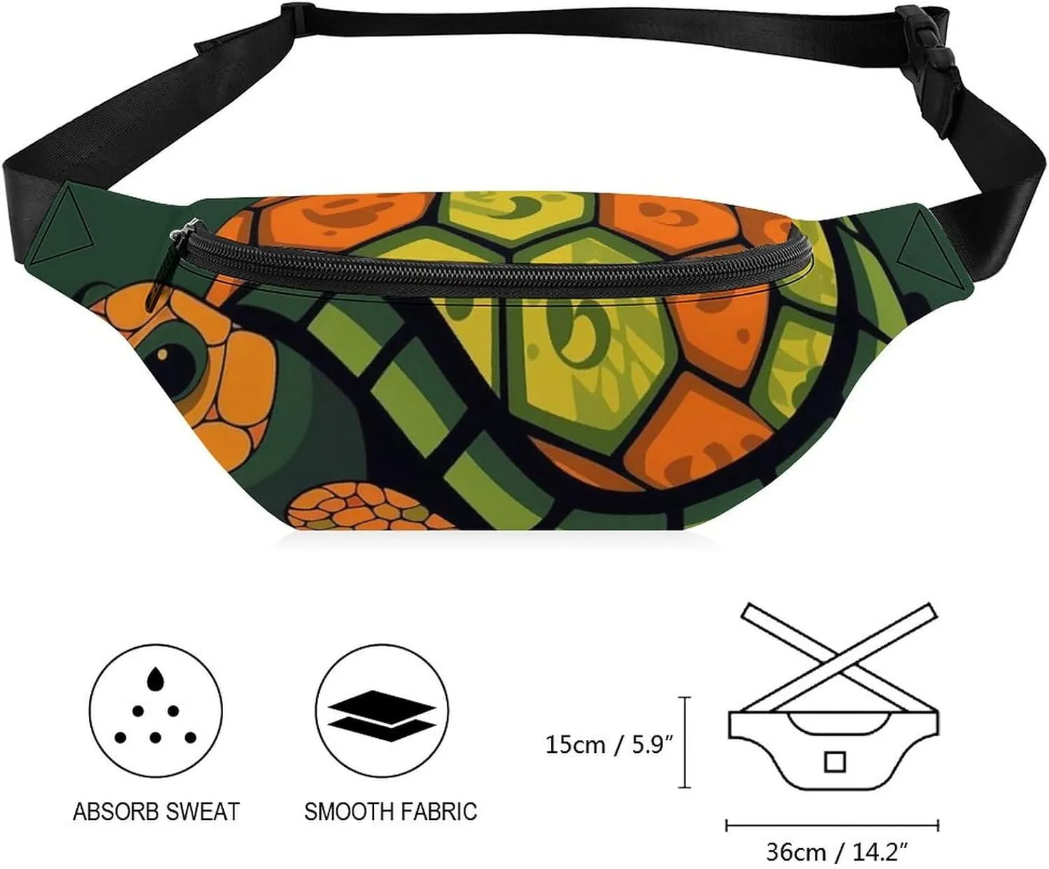 Cartoon Turtle Fanny Pack for Women Men Waist Bag Waterproof Belt Bag with Adjustable Strap