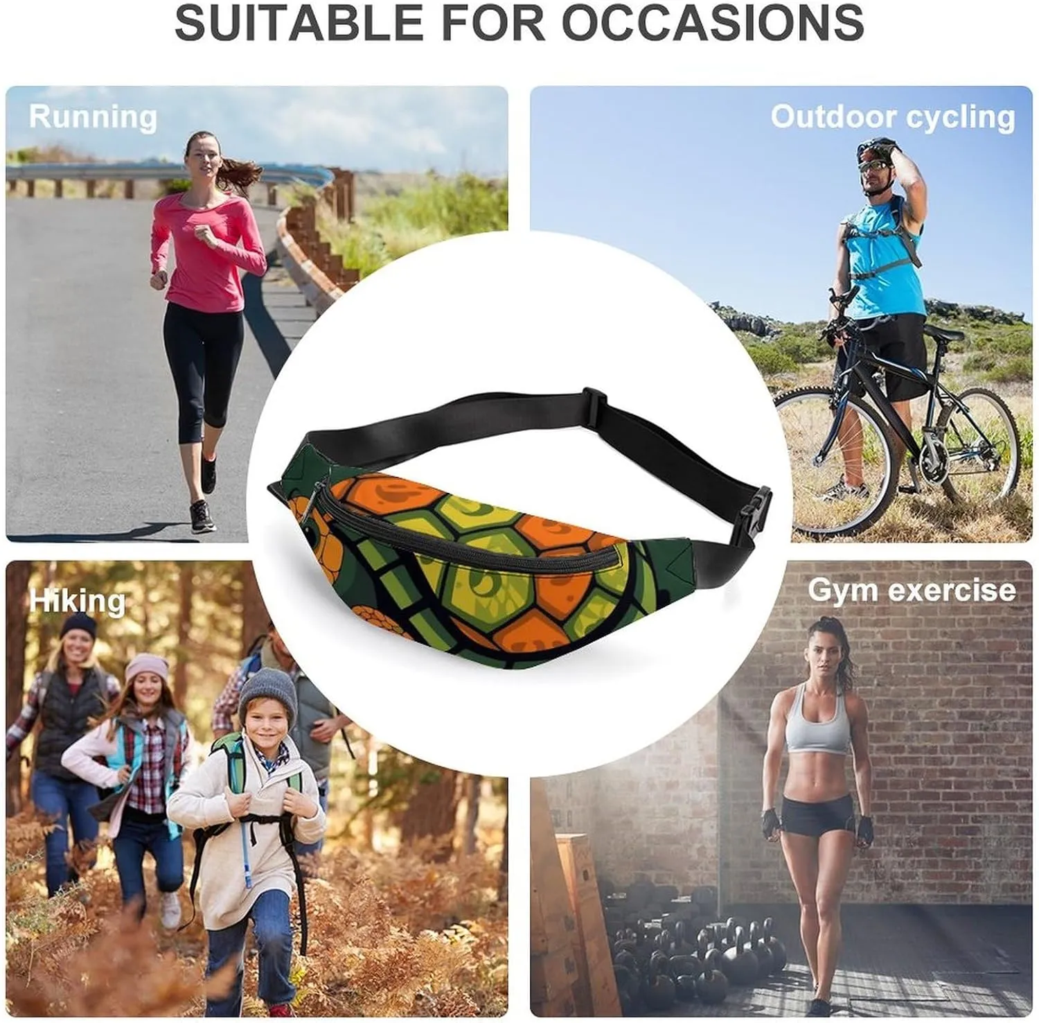 Cartoon Turtle Fanny Pack for Women Men Waist Bag Waterproof Belt Bag with Adjustable Strap