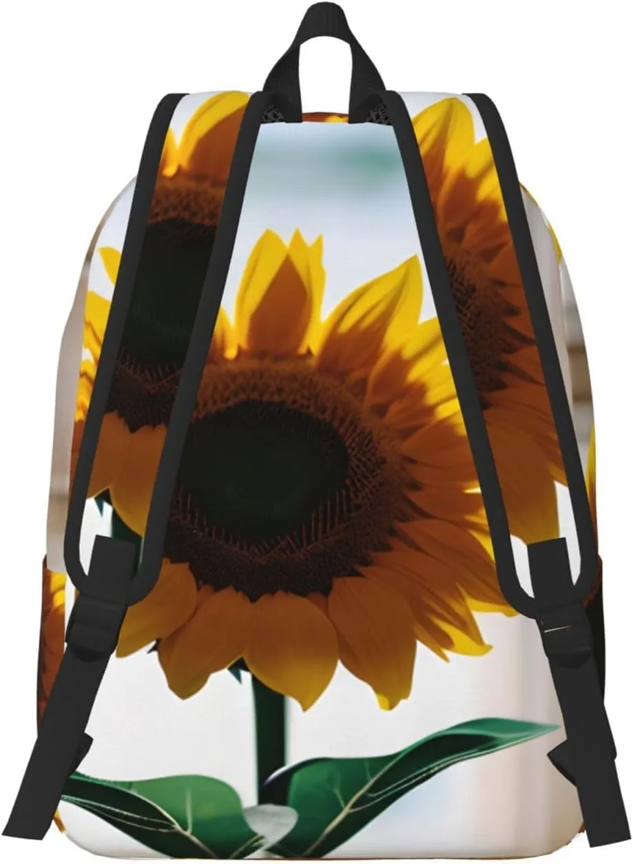Casual Canvas Backpack, Laptop Rucksack,Shoulder Travel Camping Hiking Backpacks for Men Women-beautiful sunflowers
