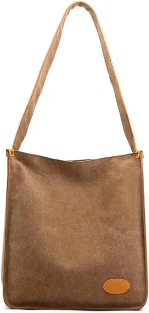Casual Shoulder Bag for Women Cotton Canvas Handbag Large Capacity Tote Bag Commuter Satchel Retro Purse