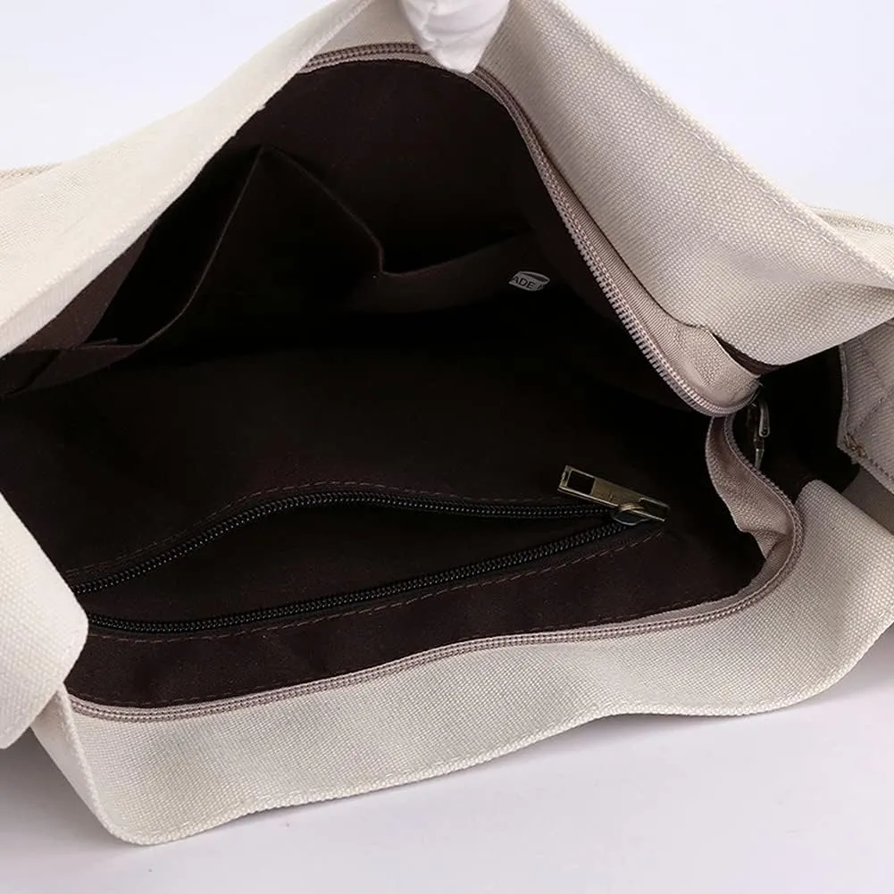 Casual Shoulder Bag for Women Cotton Canvas Handbag Large Capacity Tote Bag Commuter Satchel Retro Purse