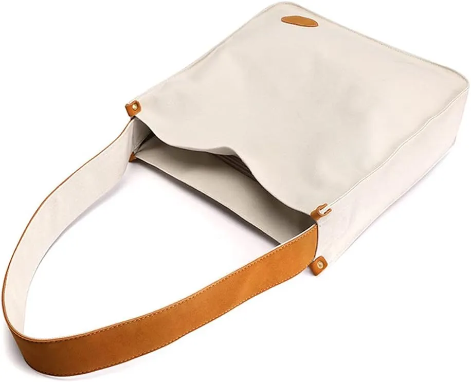 Casual Shoulder Bag for Women Cotton Canvas Handbag Large Capacity Tote Bag Commuter Satchel Retro Purse