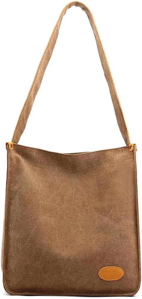 Casual Shoulder Bag for Women Cotton Canvas Handbag Large Capacity Tote Bag Commuter Satchel Retro Purse