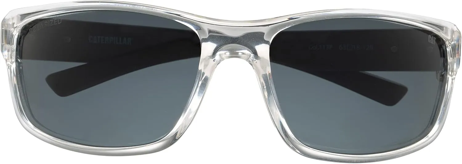 CAT 8019 Men's Polarized High Wrap Rectangular Sunglasses, 63 mm, UV400 Protection