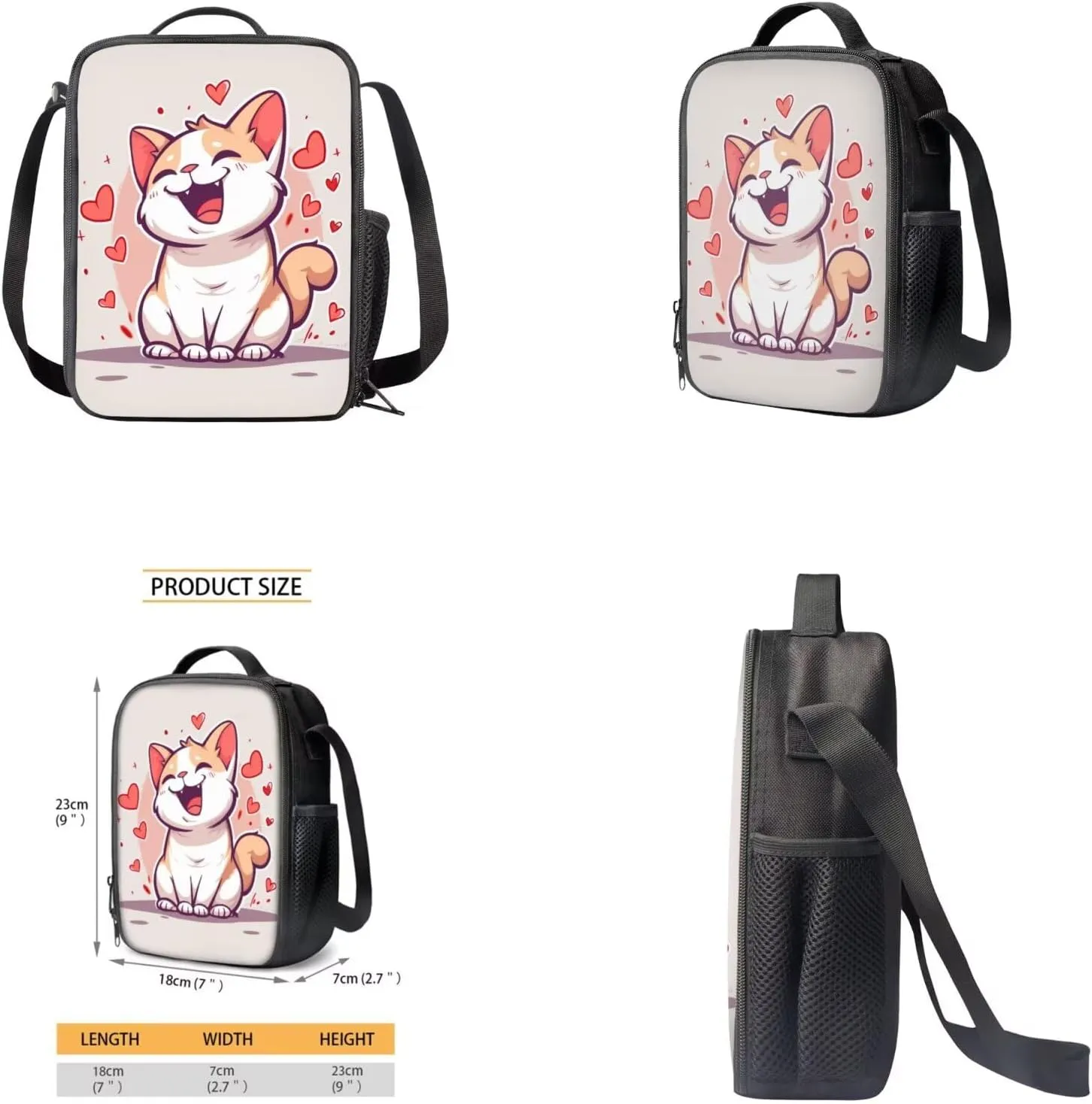 Cat Backpack for School Girls 6th Grade Elementary Kindergarten Bookbag and Lunch Box Girls Backpack Set of 4 Teenage Small Travel Shoulder Book Bag Back Pack