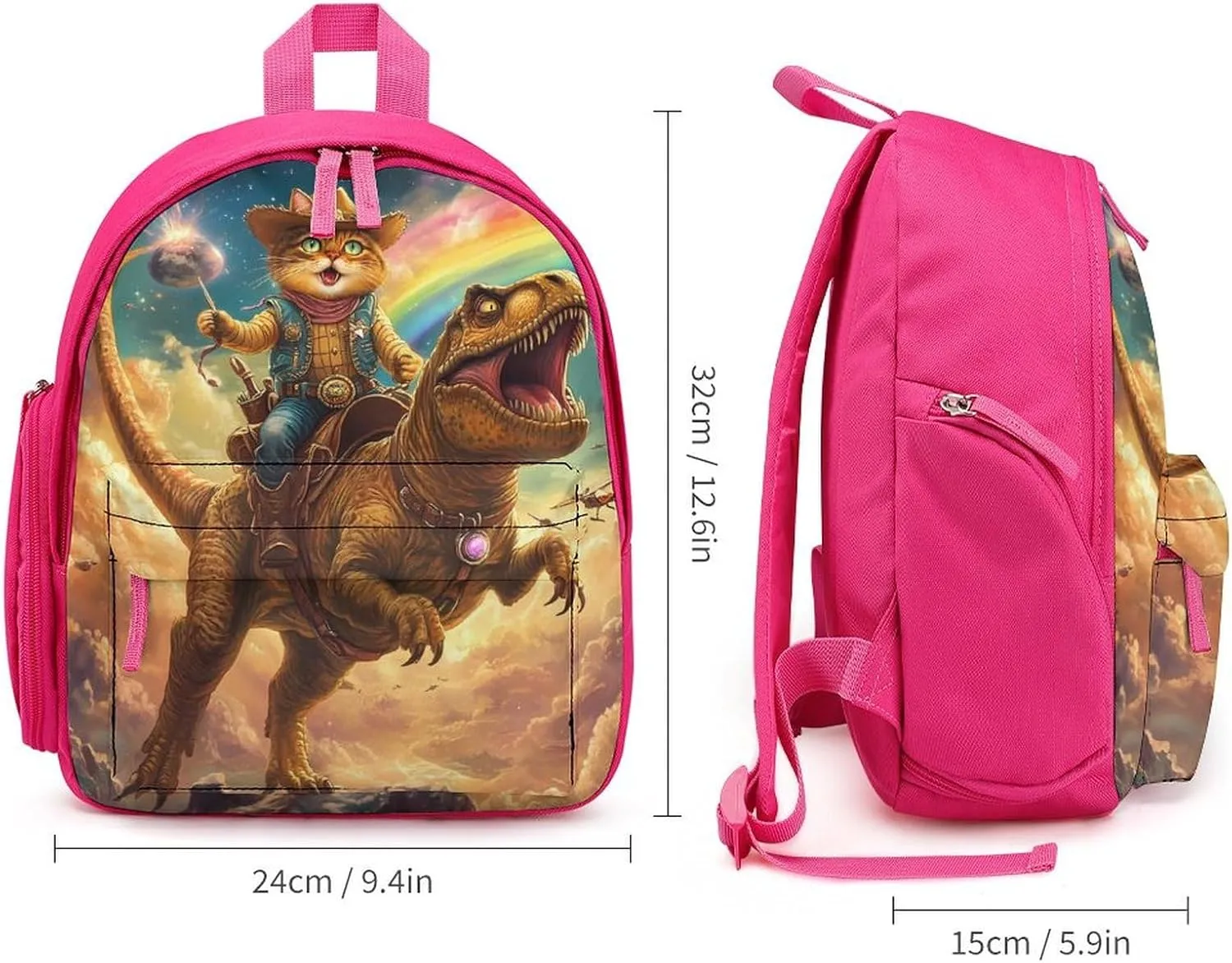 Cat Laser Beam Cute Printed Backpack Lightweight Shoulder Bag Travel Daypack for Camping Picnic Pink-style