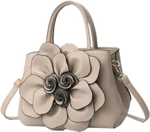 Cayla 3D Floral Handbags Purses for Women Top Handle Handbag PU Leather Satchel Shoulder Crossbody Bags Ladies Evening Bag