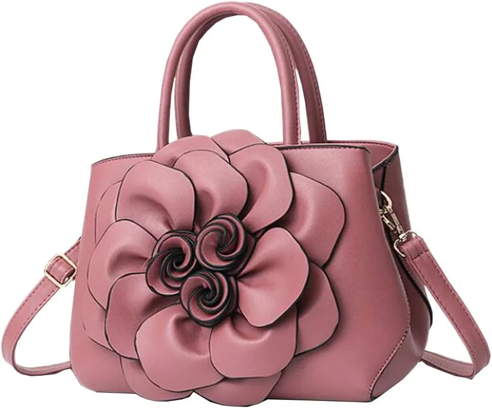 Cayla 3D Floral Handbags Purses for Women Top Handle Handbag PU Leather Satchel Shoulder Crossbody Bags Ladies Evening Bag