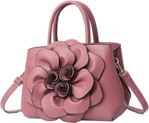 Cayla 3D Floral Handbags Purses for Women Top Handle Handbag PU Leather Satchel Shoulder Crossbody Bags Ladies Evening Bag