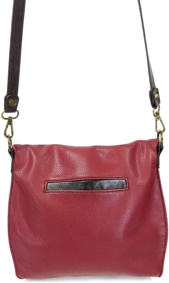 Chala Charming Crossbody Bag Shoulder Handbag With Flap Top and Zipper Black/Dark Brown