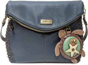 CHALA Charming Crossbody Bag Shoulder Handbag With Flap Top and Zipper Navy/Pewter