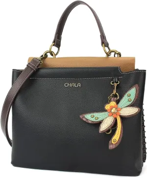 CHALA Charming Satchel - Dragonfly - Black