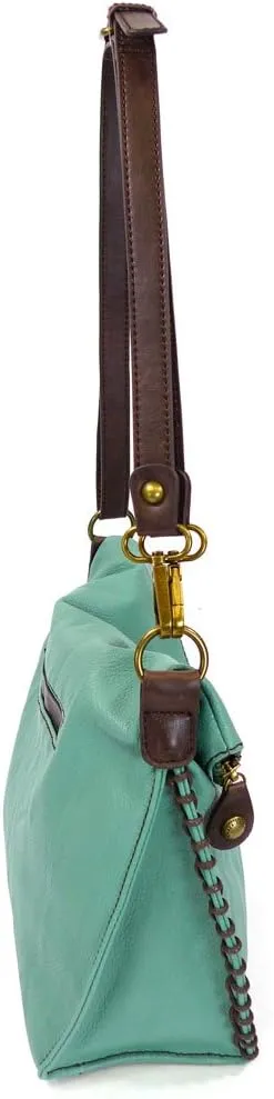 Chala Charming Teal Crossbody Bag With Flap Top and Zipper or Shoulder Handbag